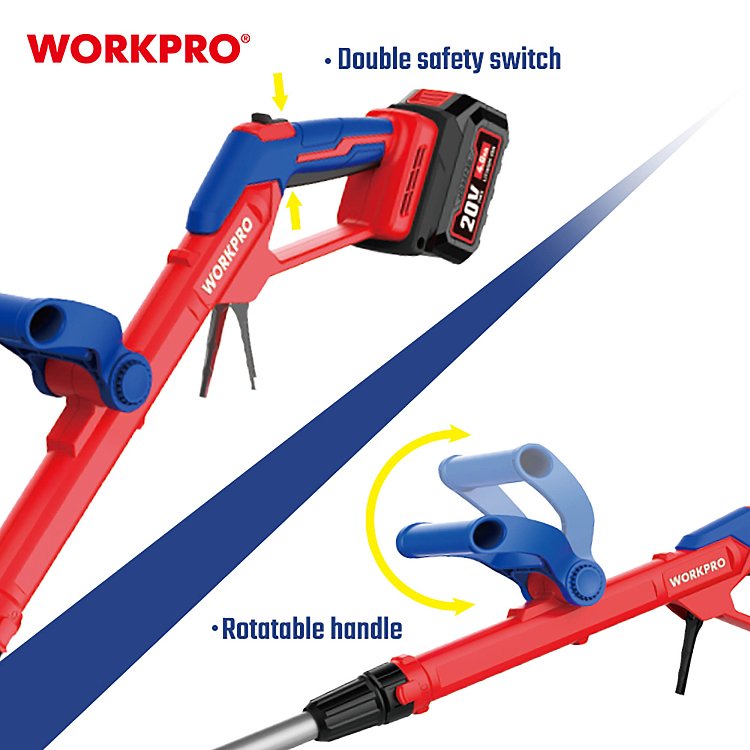 Επαναφορτιζόμενο χλοοκοπτικό WORKPRO PROFI με ρύθμιση κεφαλής