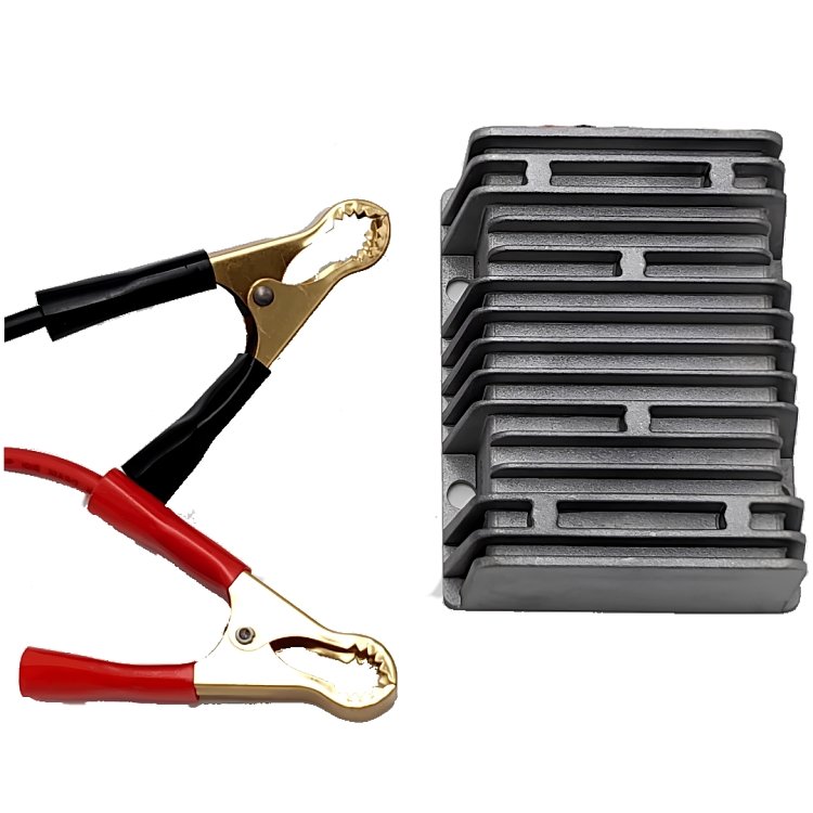 Converter Angelis 12V σε 18V με μεταλλικά πτερύγια ψύξης και κόκκινη και μαύρη δαγκάνα για σύνδεση σε μπαταρία