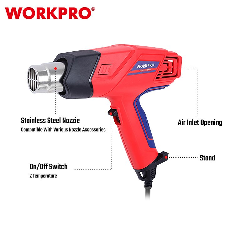 Επαγγελματικό πιστόλι θερμού αέρα WORKPRO 2000W PROFI