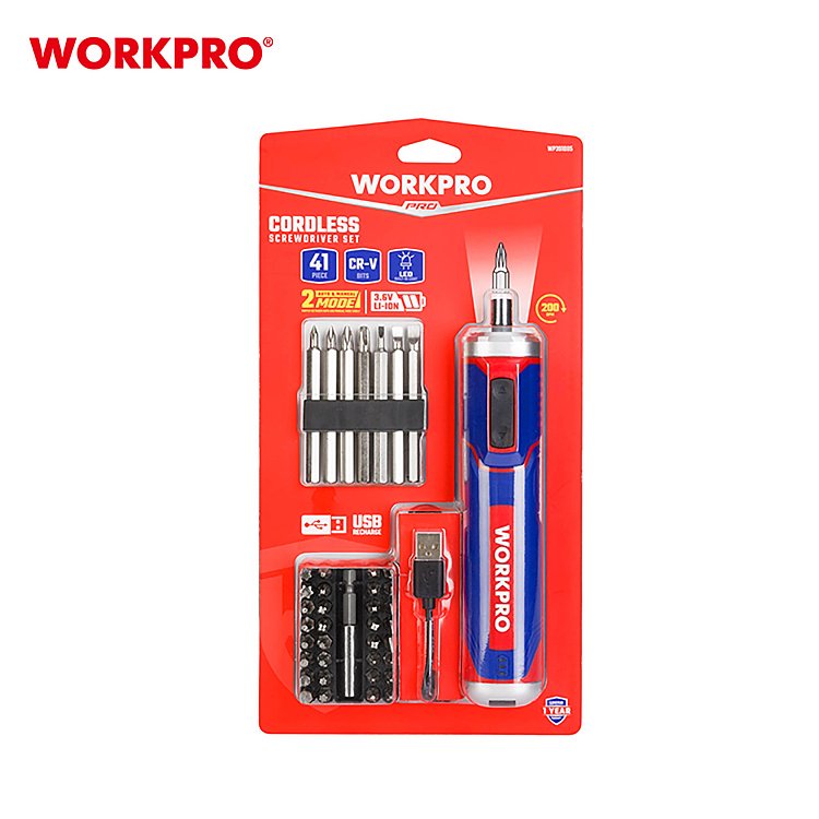 Επαναφορτιζόμενο κατσαβίδι WORKPRO WP460005 3,6V-Li σετ 41 τεμαχίων με καρτέλα blister