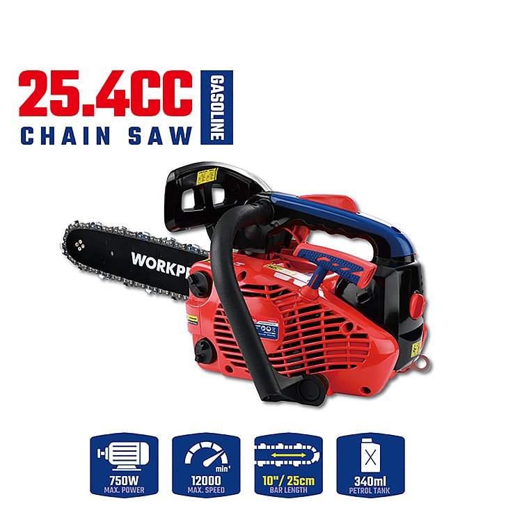 Αλυσοπρίονο βενζίνης 25,4cc WORKPRO WP424014 με λάμα 10” και φρένο ασφαλείας για κλάδεμα δέντρων