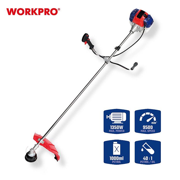 Θαμνοκοπτικό βενζινοκίνητο 52cc WORKPRO WP424007 PROFI με δίσκο 3 δοντιών και μεσινέζα για επαγγελματική χρήση