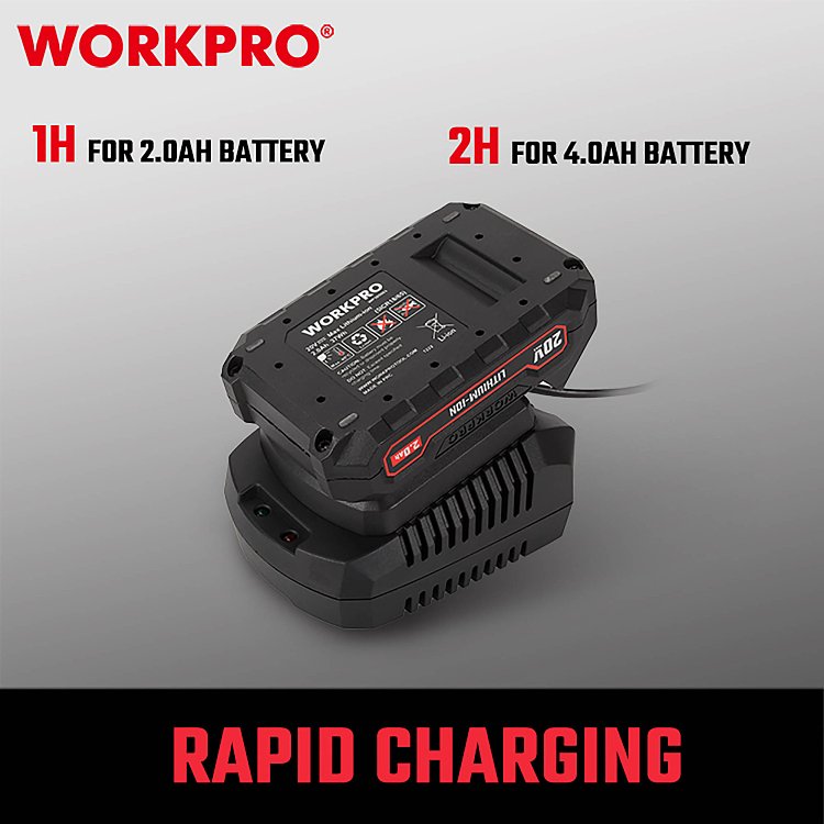 WORKPRO φορτιστής 20V-Li PROFI για μπαταρίες λιθίου
