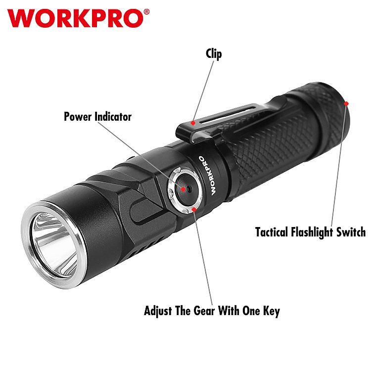 WORKPRO φακός LED – χρήση σε επαγγελματική εργασία