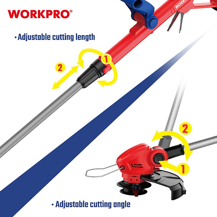 Χλοοκοπτικό μπαταρίας WORKPRO 20V-Li με τηλεσκοπική λαβή