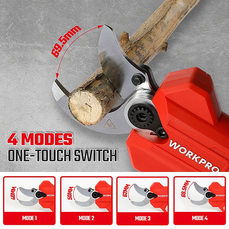 WORKPRO PROFI 20V-Li κλαδευτικό ψαλίδι με αξεσουάρ συντήρησης