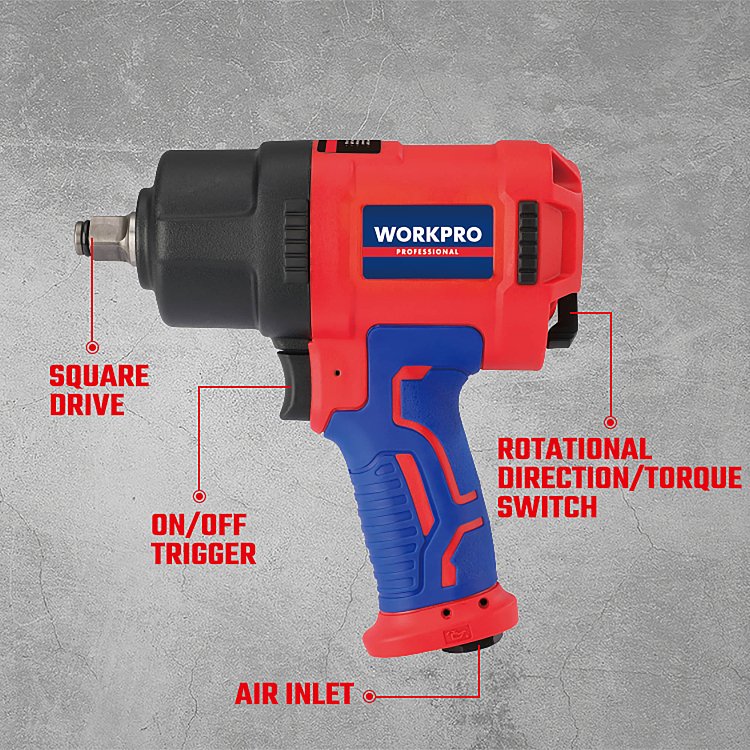 Αερόκλειδο διπλού σφυριού με soft grip λαβή και 8000 στροφές