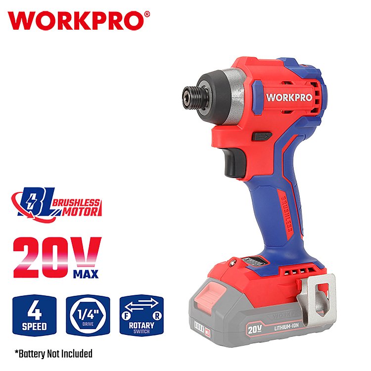 Παλμικό κατσαβίδι WORKPRO WP390100 20V-Li BL SOLO PROFI