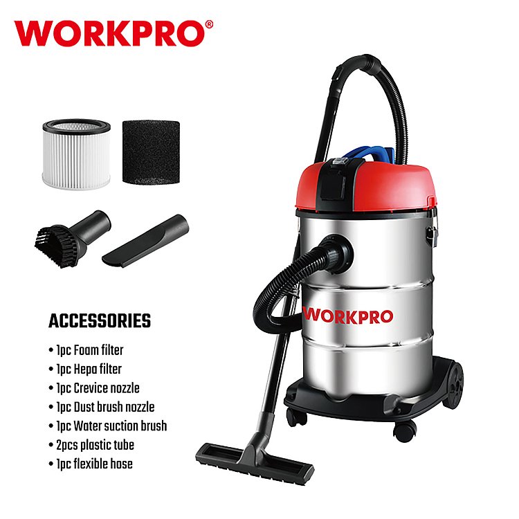 Επαγγελματική σκούπα υγρών στερεών WORKPRO WP423005CE INOX 30L
