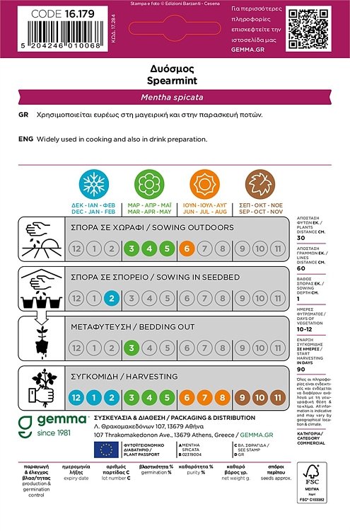 Δυόσμος Gemma 16179 – Αρωματικό φυτό με έντονο φρέσκο άρωμα