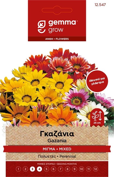 Γκαζάνια Μίγμα Σπόροι Gemma – Πολυετές ανθεκτικό φυτό με μεγάλα άνθη