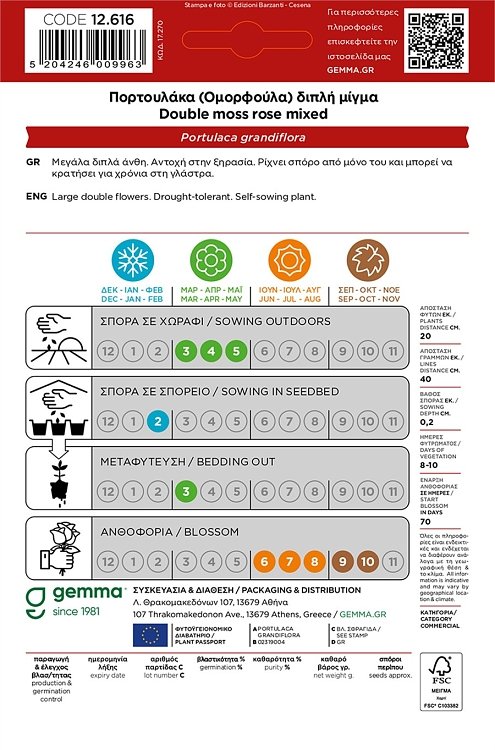 Πορτουλάκα Διπλή Μίγμα Gemma – συσκευασία φάκελος κοντινό πλάνο