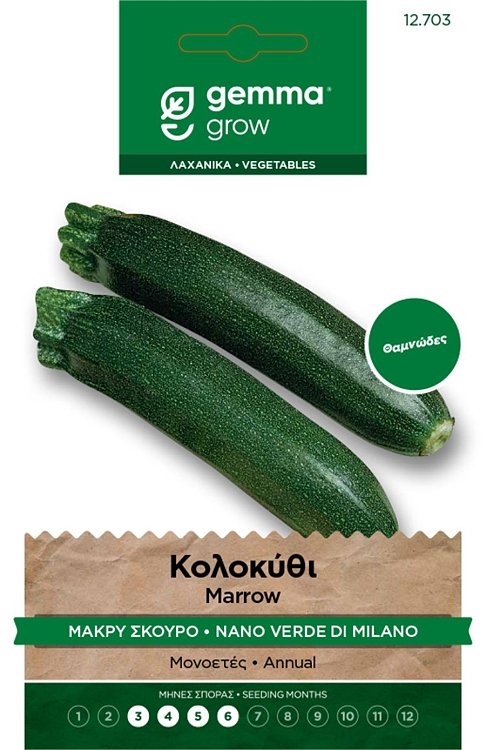 Κολοκύθι Μακρύ Σκούρο Gemma – Nano Verde, σπόροι 18–20 cm, συγκομιδή 55 ημερών