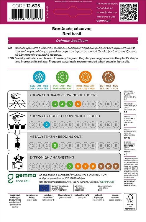 Βασιλικός Κόκκινος Gemma – Καλλιέργεια κόκκινου βασιλικού σε γλάστρα