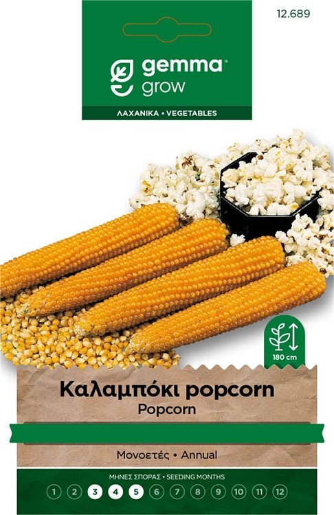Καλαμπόκι Popcorn Gemma Cinema – Φάκελος σπόρων για σπιτικό ποπ κορν, σπορά άνοιξη