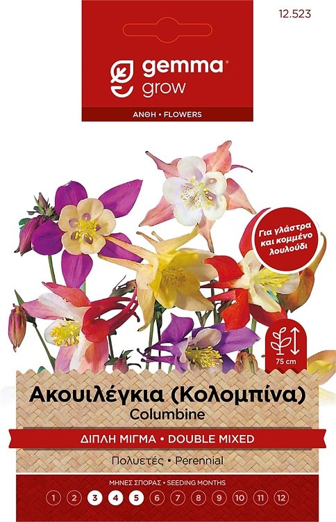 Aquilegia Διπλή Μίγμα Gemma – εικόνα σπόρων καλλωπιστικού φυτού