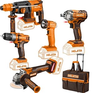 HOJITA Σετ Εργαλείων Μπαταρίας 20V 5 τεμ με 2 Μπαταρίες