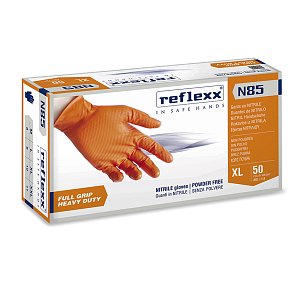 Reflexx N85 Γάντια Νιτριλίου Πορτοκαλί Heavy Duty Χωρίς Πούδρα