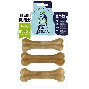 Snack n' Bark Συμπαγές Κόκκαλο Φυσικό 13 cm – Μασώμενο Κόκκαλο Σκύλου 3 × 55 g