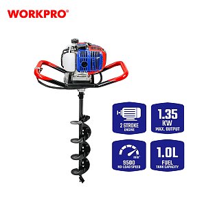 Γεωτρύπανο Βενζίνης 52cc WORKPRO WP424006 PROFI με 3 Τρυπάνια