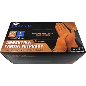 Practic Γάντια Νιτριλίου Ανθεκτικά Orange 8mil – 100τμχ (M/L/XL)